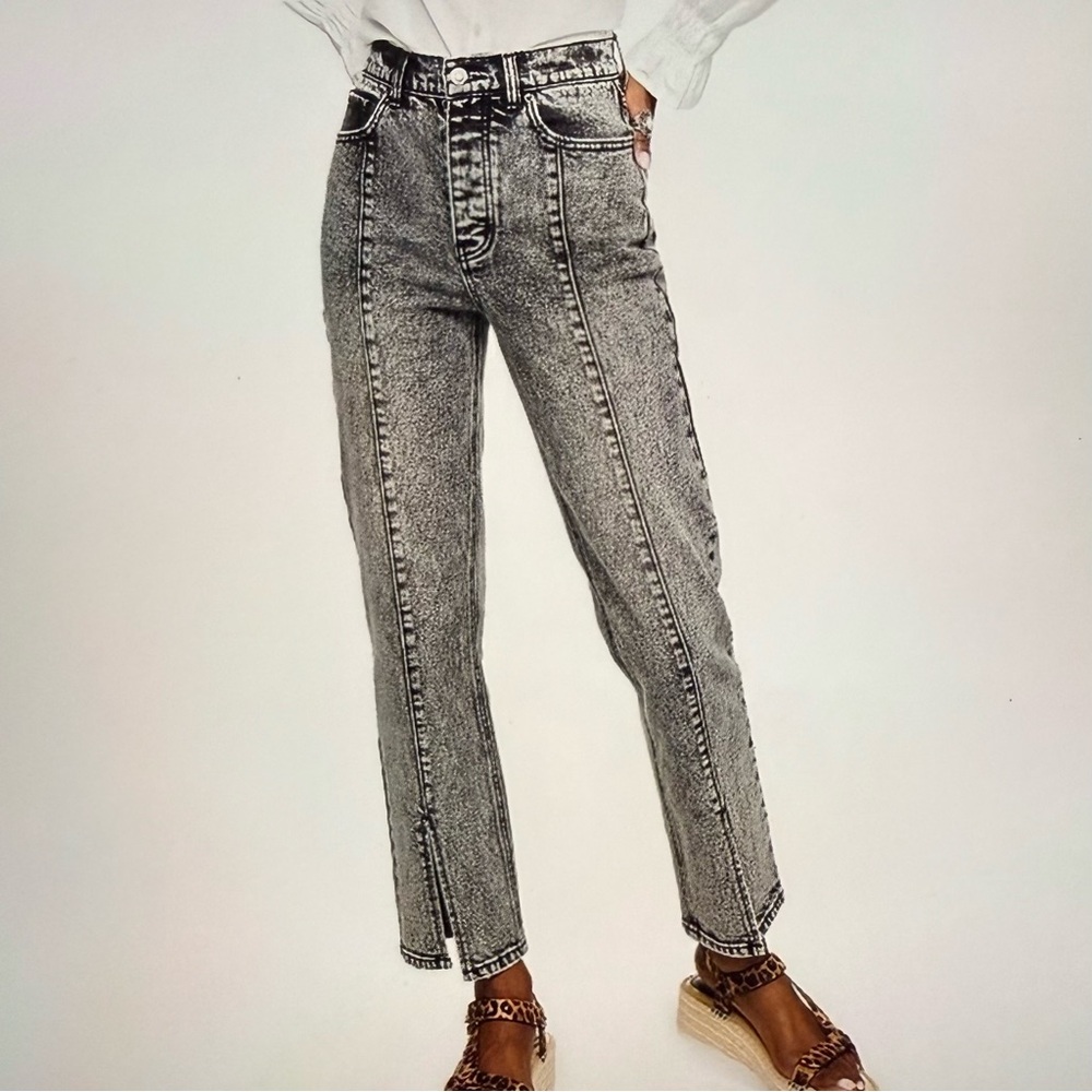 NWT SO Grey Super High Rise Straight Button Fly Jeans